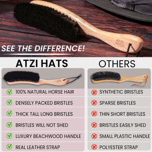 Atzi Hats Hat Brush Garment Brush Felt Hats Fedora Baseball Cap Western Cowboy Hat Cleaner Lint Remover Clothes Suits Wool Cashmere Furniture Pet Hair Cleaning Kit 100% Horsehair Bristle