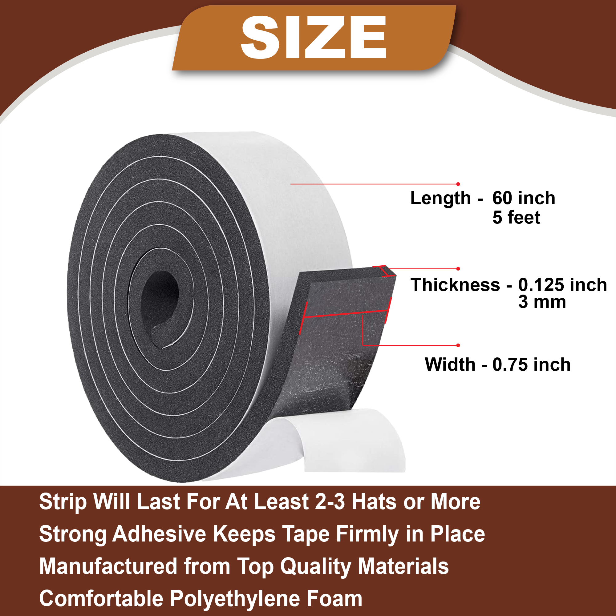 Self-Adhesive Hat Size Reducing Tape to Adjust Loose Fitting Hats —  SetarTrading Hats