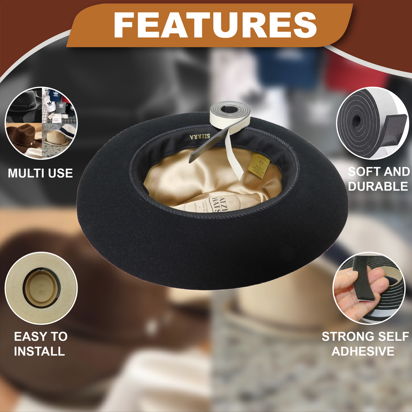 Hat Sizing Tape – Reduce Hat Size | 5 ft, 10 ft, 25 ft, 50 ft, 100 ft