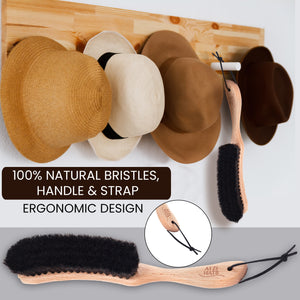 Atzi Hats Hat Brush Garment Brush Felt Hats Fedora Baseball Cap Western Cowboy Hat Cleaner Lint Remover Clothes Suits Wool Cashmere Furniture Pet Hair Cleaning Kit 100% Horsehair Bristle